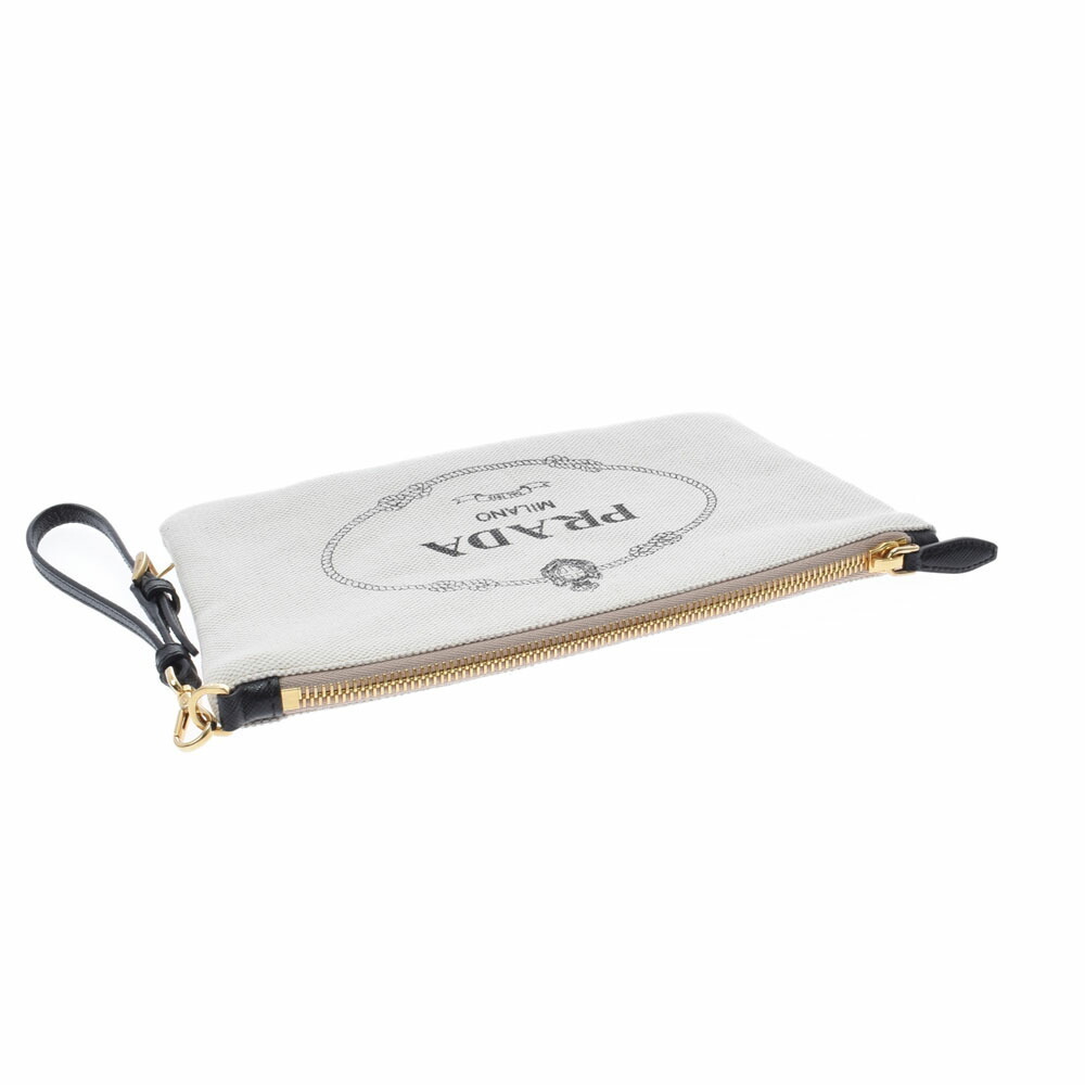 Prada Black Natural Canvas Pouch - Picture 7 of 11